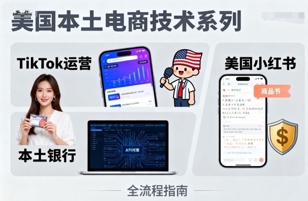 美国本土电商技术，Tiktok 运营篇+美国小红书篇+本土银行篇-nangewz