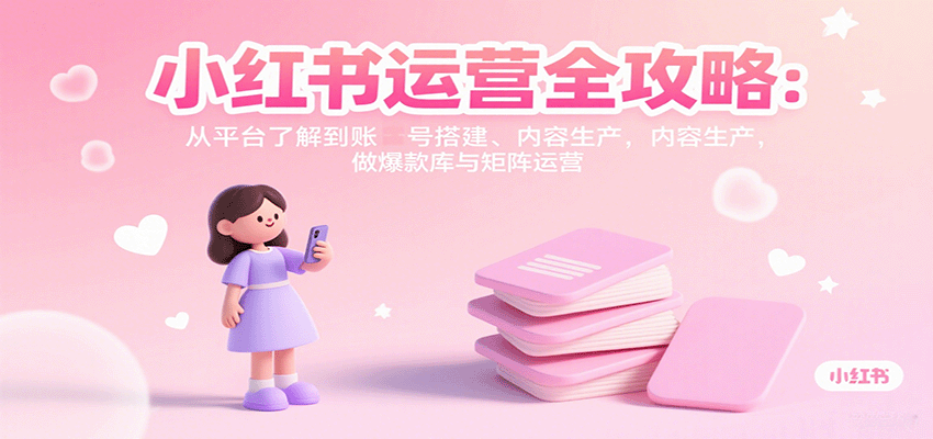 小红书运营全攻略：从平台了解到账号搭建、内容生产，做爆款库与矩阵运营-nangewz
