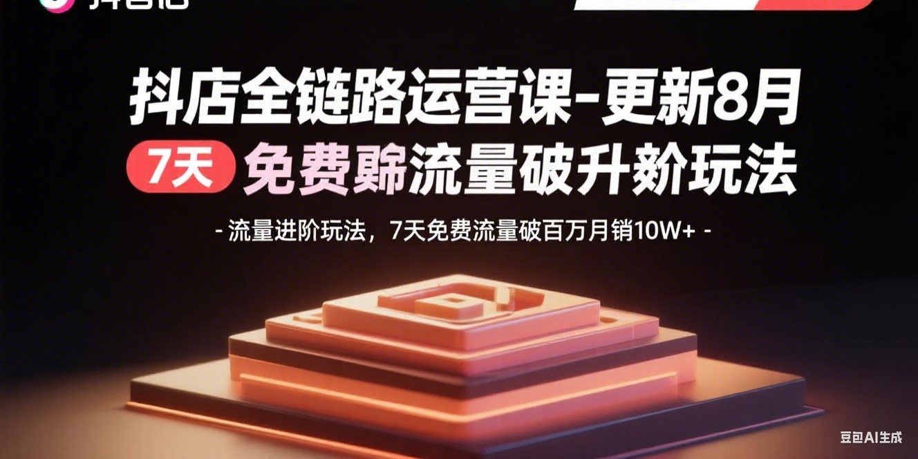 抖店全链路运营课-更新8月：流量进阶玩法，7天免费流量破百万月销10W+-nangewz