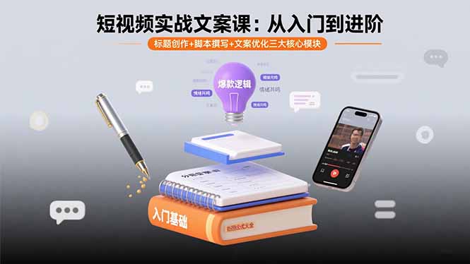 短视频实战文案课：从入门到进阶 标题创作+脚本撰写+文案优化三大核心模块-nangewz