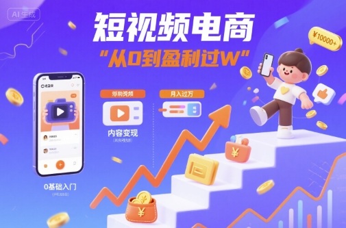 短视频电商：短视频变现从0到盈利过W-nangewz