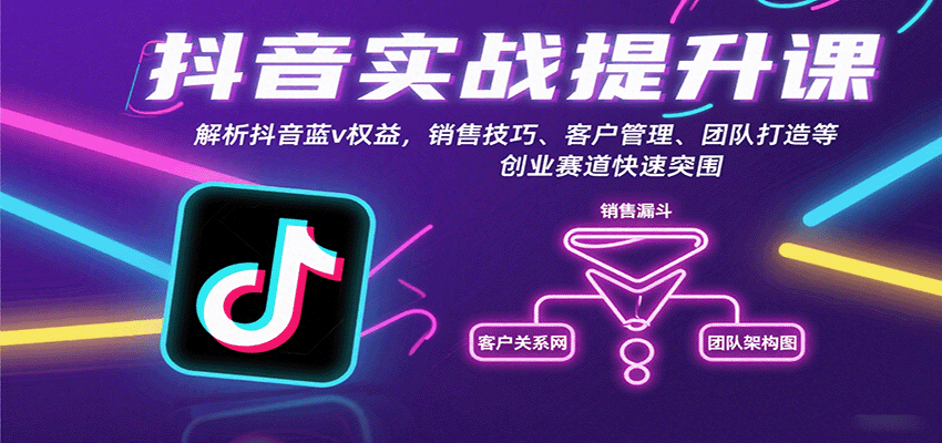 抖音实战提升课：解析抖音蓝v权益，销售技巧、客户管理、团队打造等创业赛道快速突围-nangewz