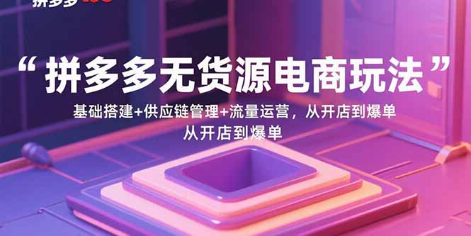 拼多多无货源电商玩法：基础搭建+供应链管理+流量运营，从开店到爆单-nangewz