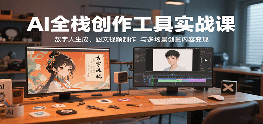 AI全栈创作工具实战课：数字人生成、图文视频制作与多场景创意内容变现-nangewz