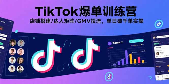 TikTok爆单训练营，店铺搭建/达人矩阵/GMV投流，单日破千单实操-nangewz