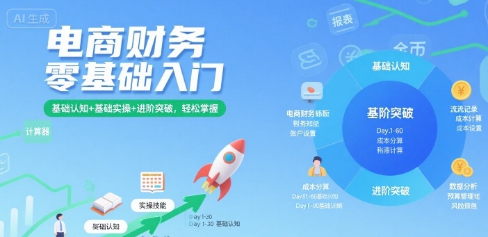 电商财务零基础入门，基础认知+基础实操+进阶突破，轻松掌握-nangewz