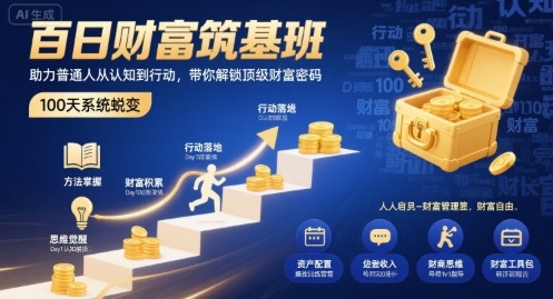 百日财富筑基班，助力普通人从认知到行动，带你解锁顶级财富密码-nangewz