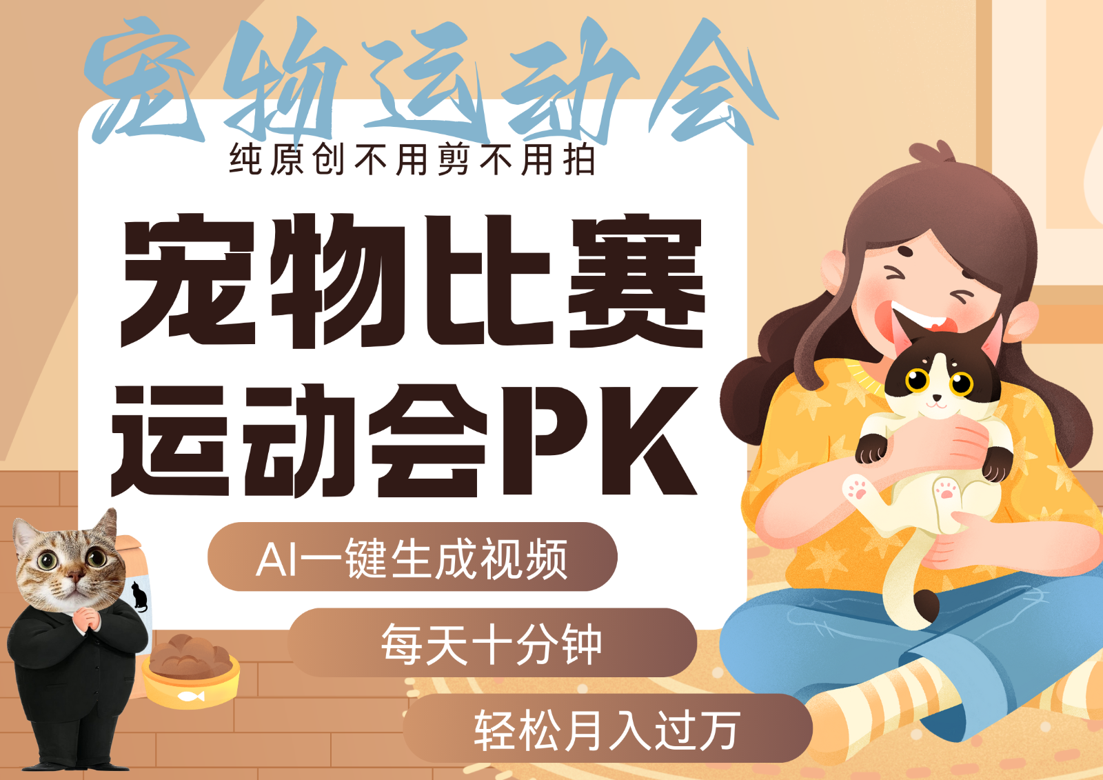 AI萌宠运动员跳水 射击 篮球 足球比赛 每天十分钟 附详细提示词文案库 代替做...-nangewz