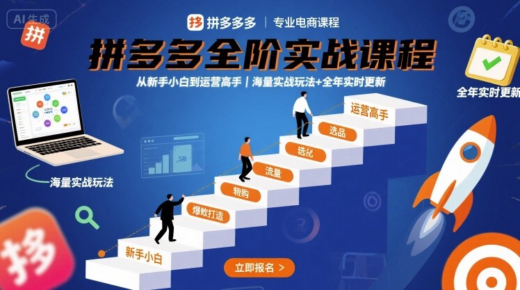 拼多多全阶实战课程，从新手小白到运营高手，海量实战玩法+全年实时更新【2025年9月更新】-nangewz