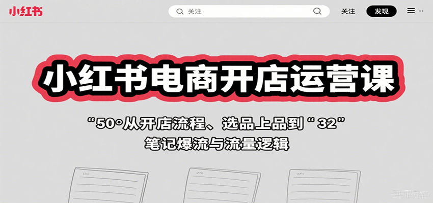 小红书电商开店运营课：从开店流程、选品上品到笔记爆流与流量逻辑-nangewz