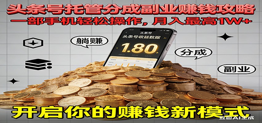 全程托管今日头条，一部手机就可以开干，最高躺赚1W+-nangewz