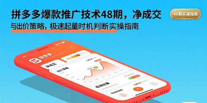 拼多多爆款推广技术48期，净成交与出价策略，极速起量时机判断实操指南-nangewz