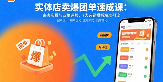 实体店卖爆团单速成课：来客实操与四榜运营，7大选题模板精准引流-nangewz