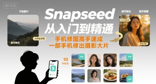 Snapseed从入门到精通，手机修图高手速成，一部手机就能修出摄影大片-nangewz