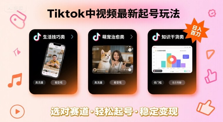 Tiktok中视频最新起号玩法，想要日入百刀，做好这几个赛道就可以了-nangewz