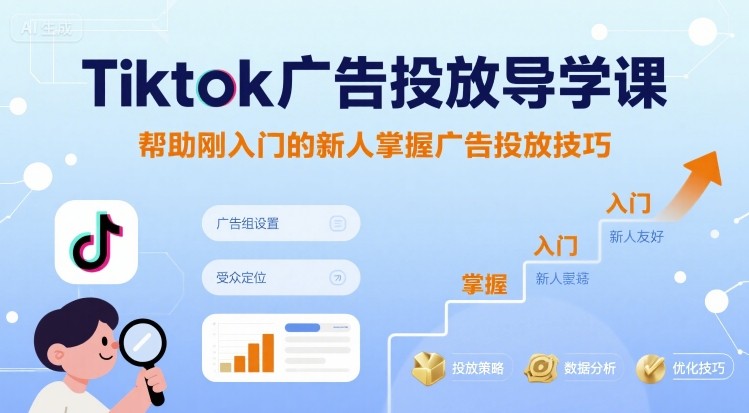 Tiktok广告投放导学课，帮助刚入门的新人掌握广告投放技巧-nangewz