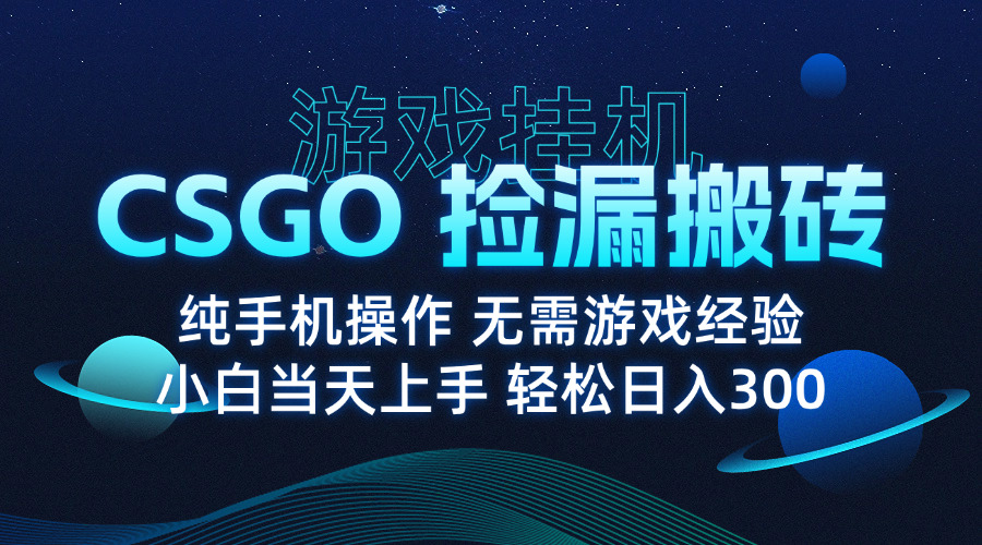 8月最新游戏搬砖，CSGO纯挂机，不需要玩游戏，实现真挂机，月入1W+-nangewz
