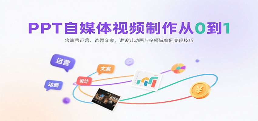 PPT自媒体视频制作从0到1：含账号运营、选题文案，讲设计动画与多领域案例变现技巧-nangewz