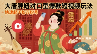 大唐胖妞对口型爆款短视频玩法，快速起千粉万粉号-nangewz