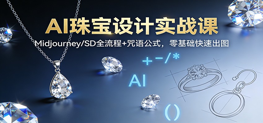 AI珠宝设计实战课：Midjourney/SD全流程+咒语公式，零基础快速出图-nangewz