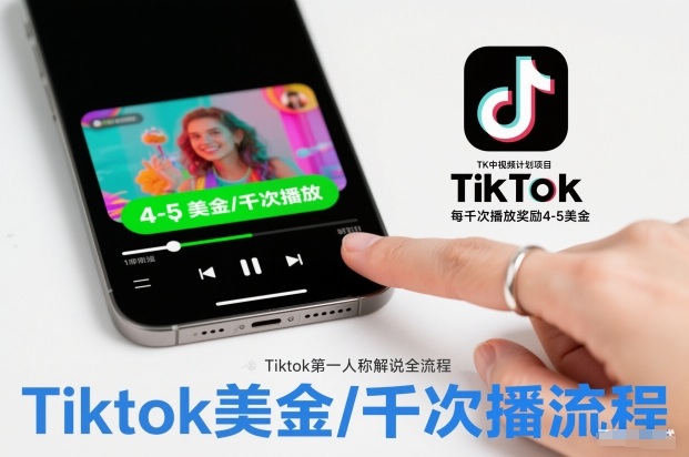 TK中视频计划项目，Tiktok第一人称解说流程，每干次播放奖励4-5美金-nangewz