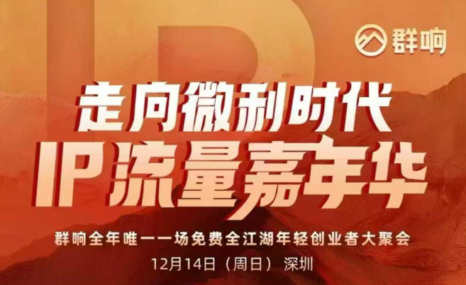 2025ip嘉年华万人12月14深圳线下课，走向微利时代，IP流量嘉年华，实操性极强的商业干货课-nangewz