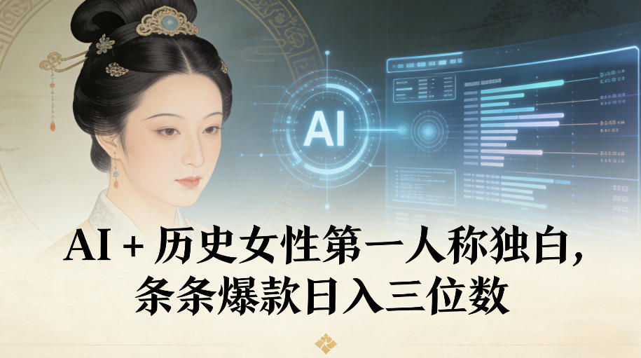 AI+历史女性第一人称独白，条条爆款日入三位数-nangewz