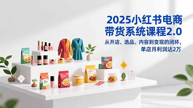 2025小红书电商带货系统课程2.0，从开店、选品、内容到变现的闭环，单店月利润达2万-nangewz