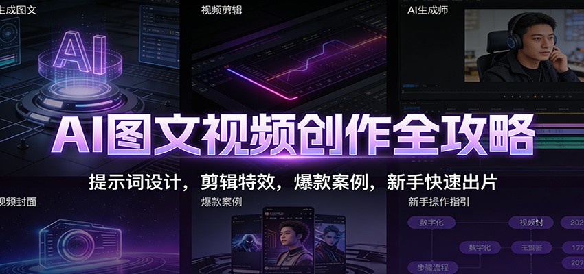 AI图文视频创作全攻略：提示词设计，剪辑特效，爆款案例，新手快速出片-nangewz