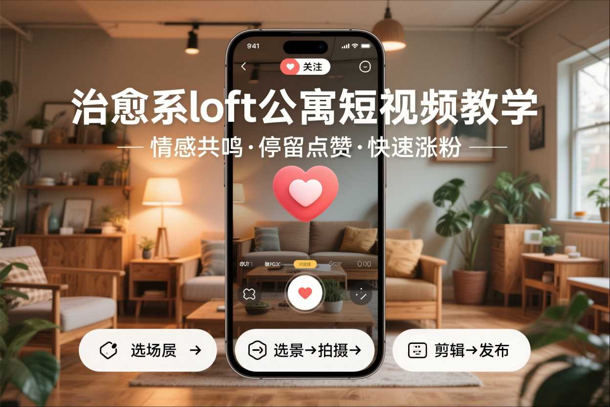 治愈系loft公寓短视频制作教学，情感共鸣引停留点赞关注，快速起号涨粉-nangewz