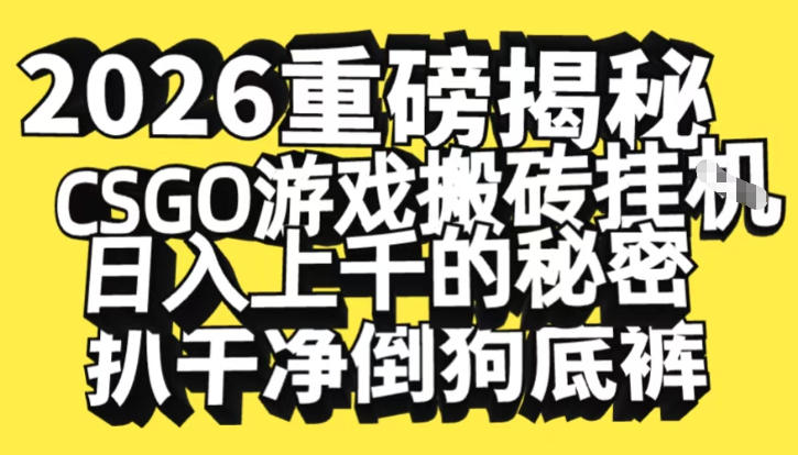 2026开年重磅解密，CSGO游戏搬砖挂G日入1k+的秘密，把倒狗的底裤扒干【揭秘】-nangewz