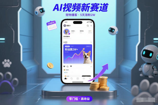 AI视频新赛道，宠物播客仅注册5天涨粉2W，收益非常可观-nangewz
