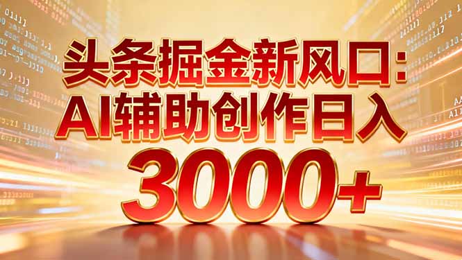 头条掘金新风口：AI辅助创作日入3000+，矩阵玩法当天启动隔天见效-nangewz