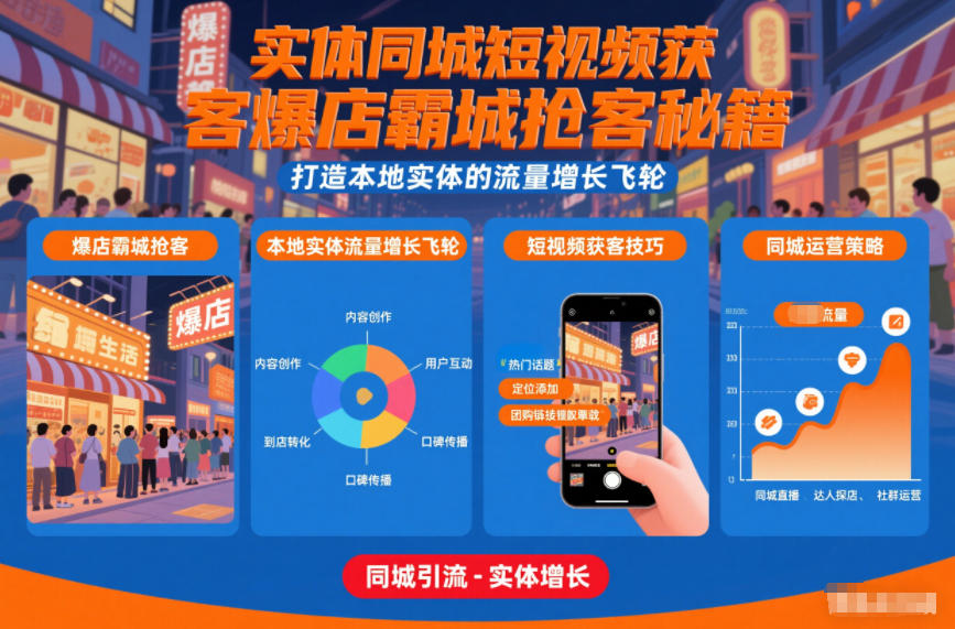 实体同城短视频获客爆店霸城抢客秘籍，打造本地实体的流量增长飞轮-nangewz