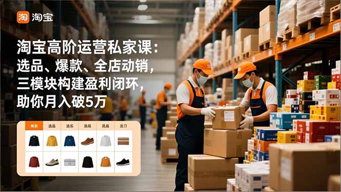 淘宝高阶运营私家课：选品、爆款、全店动销，三模块构建盈利闭环，助你月入破5万(更新12月-nangewz