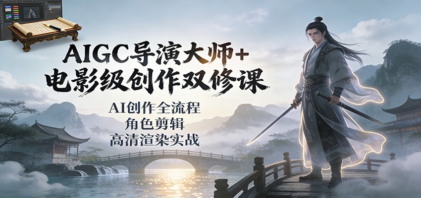 AIGC导演大师+电影级创作双修课：AI创作全流程、角色剪辑、高清渲染实战-nangewz
