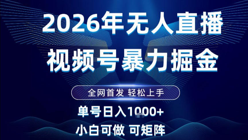 2026最新视频号无人直播掘金，全网首发，小白可以玩，长期稳定日入1k+【揭秘】-nangewz